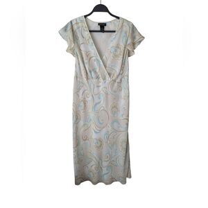 Vintage Lane Bryant Y2K Paisley‎ Surplice Flutter Sleeve Swirl Dress Size 14